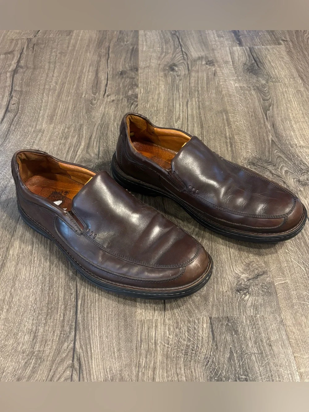 Timberland Brown Leather Slip On Loafers Sz 12-12.5 Smart Comfort System 73514